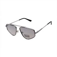 Unisex Silver Alloy Silver Mirror Lenses Fashion Metal Sunglasses